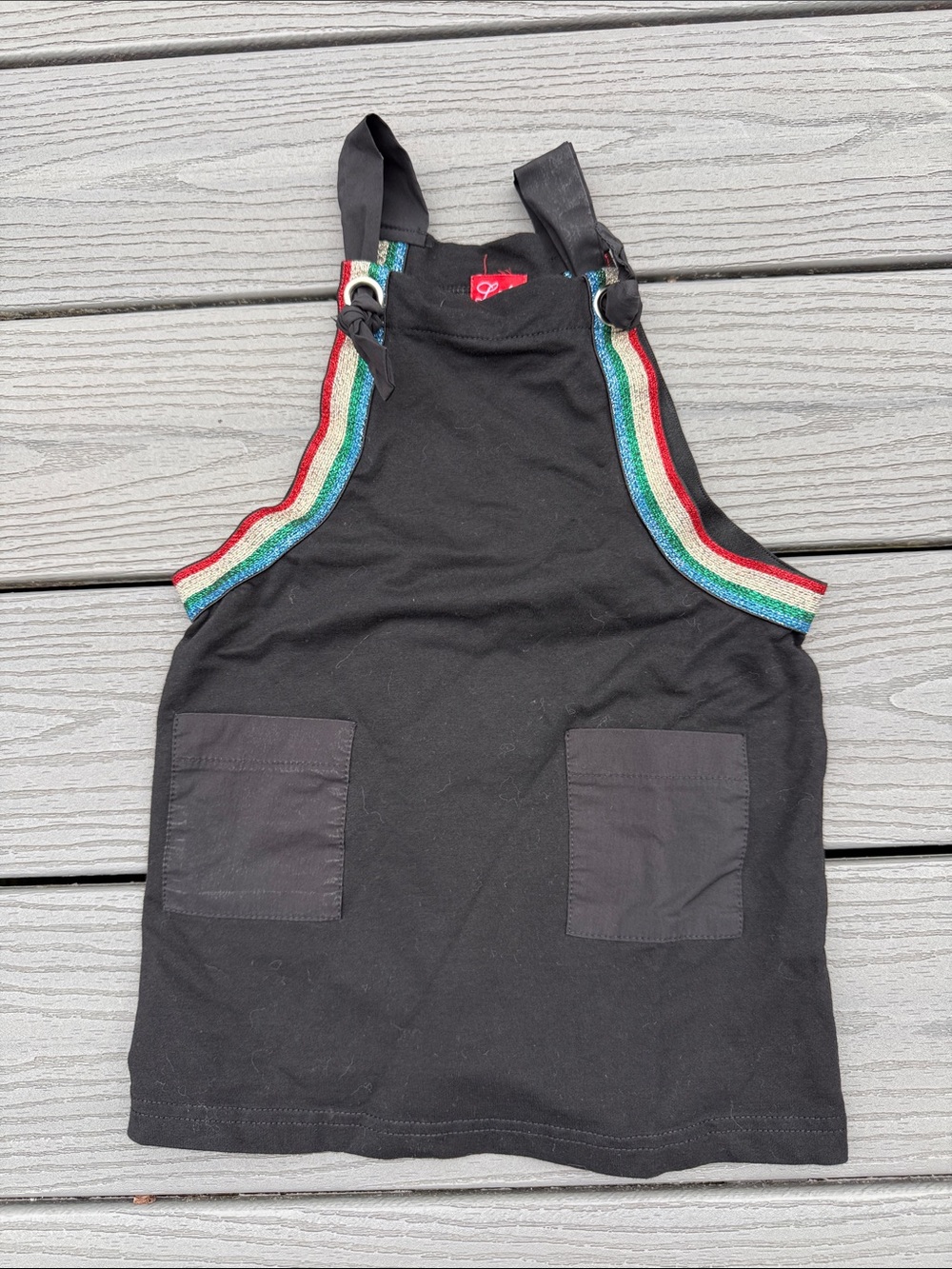 lululemon athletica Black Kids Pinafore Dress with Rainbow Trim